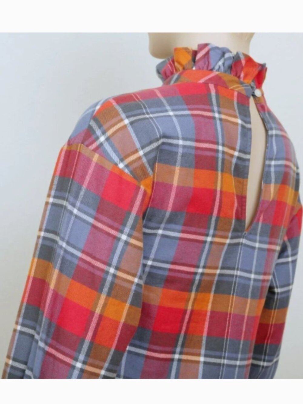 Something Navy Mock Neck Plaid Dress — Orange Combo, Size XS, NWT - Picture 2 of 5